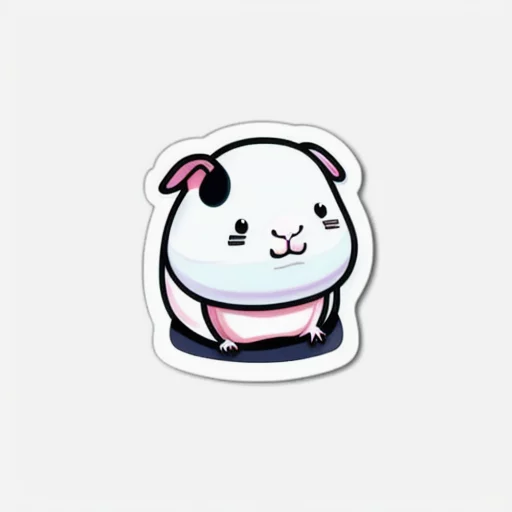 6609464426-Die-cut sticker, Cute kawaii Guinea Pig character sticker, white background, illustration minimalism, vector, pastel colors.webp